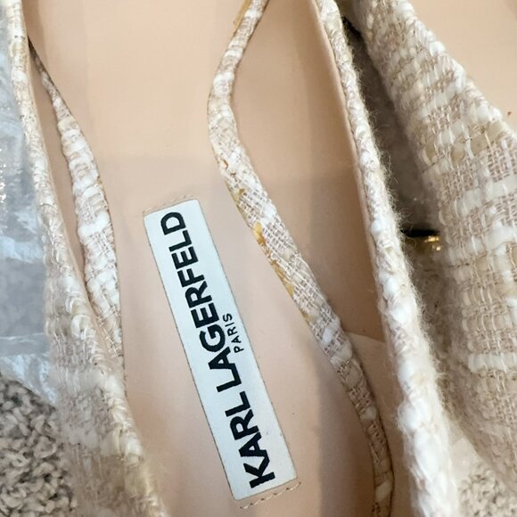 New with Box Karl Lagerfeld Addie Tweed Block Heel Shoes US7 - Picture 5 of 7